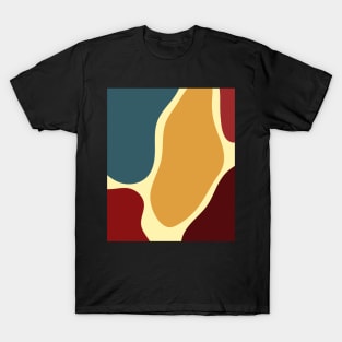 Minimal Modern  Abstract Shapes  Blue Retro  Pattern T-Shirt